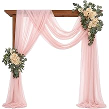 1.6 x 6 Metre Pink Tulle Fabric, Pink Mesh Fabric for Wedding Decorations, Draping Netting Fabrics for Outdoor Events, Pink Organza Fabrics for Present Wrapping DIY Sewing Crafts