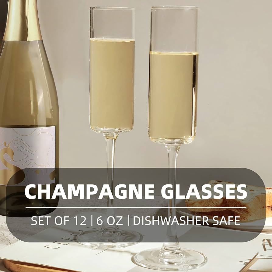 Amazon.com | HAKEEMI Champagne Flutes Set of 12, 6 oz