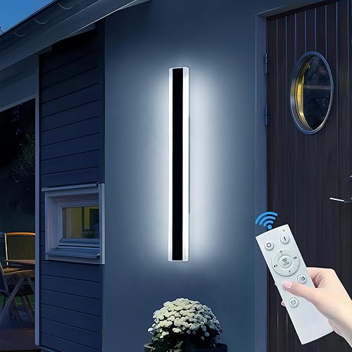 Vista 115 de Apliques de pared para exteriores de 47 pulgadas, regulables de 3000 K-6000 K, luces de pared larga para exteriores, IP65 impermeable, moderna