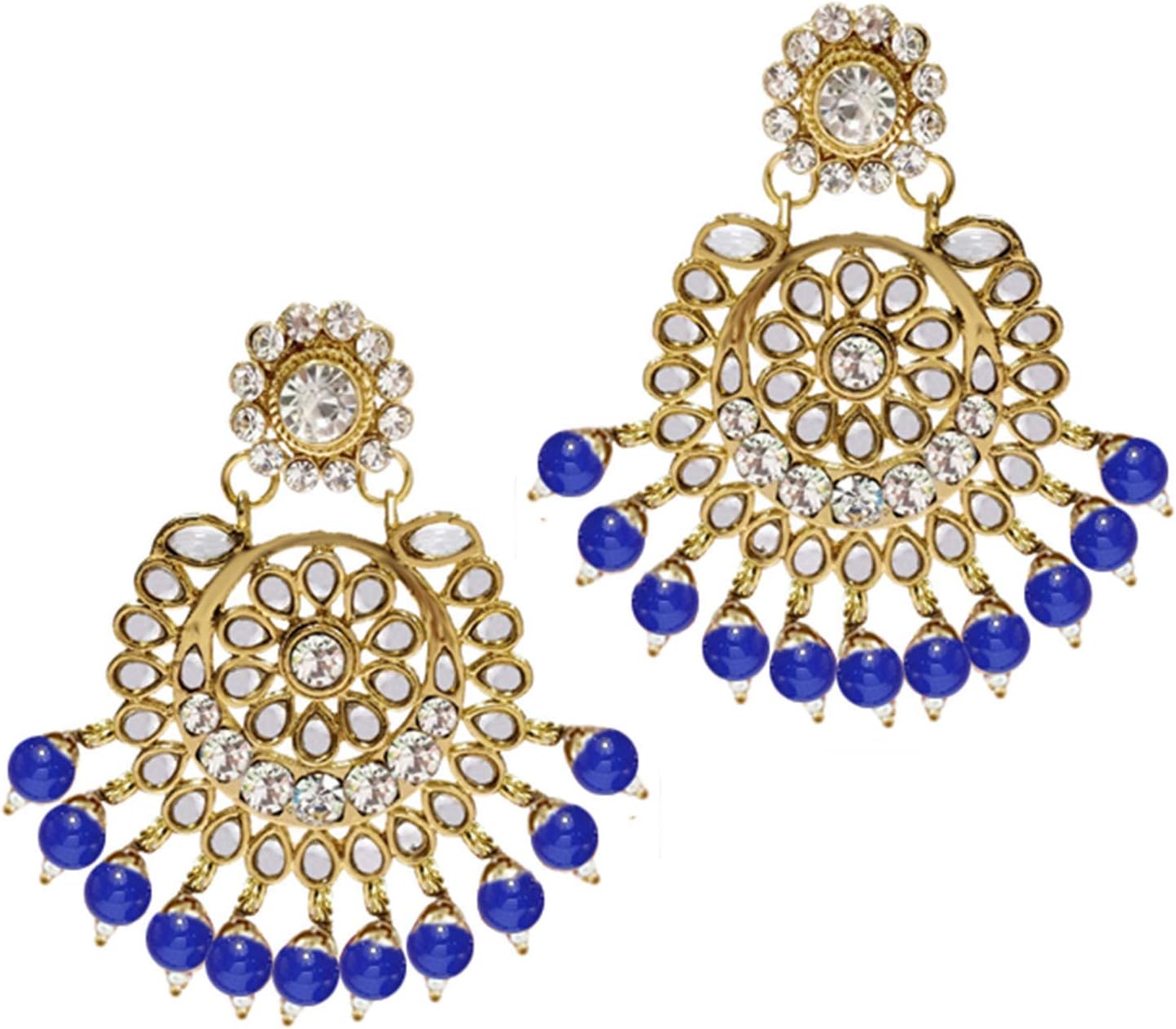 I Jewels Gold Plated Indian Wedding Bollywood Kundan Pearl Beads Bridal Long Necklace Jewellery Set