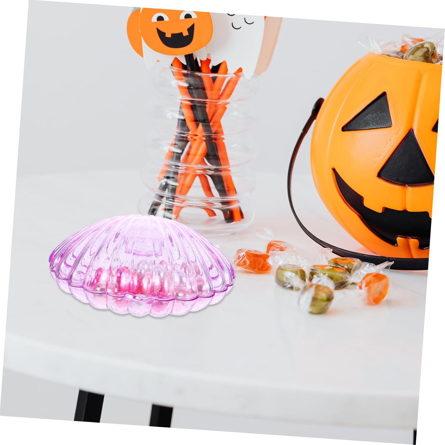 Cabilock 5pcs Sea Shell Shape Plastic Candy Holder Jewelry Box Set