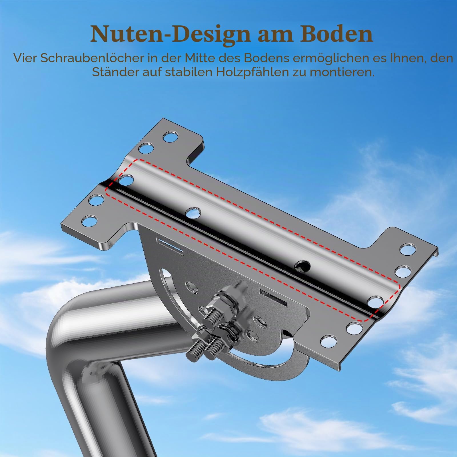 Langer Wand-Antennenhalter - Langer Dachrinnenstab mit 90° Winkel, Verlängerungsrohr, Verbindungsadapter und Schrauben. Perfekt für externe TV-Antennen (Silber)
