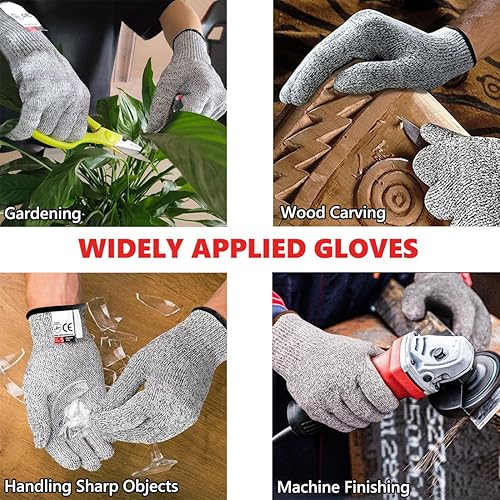 Miniatura 5 de Guantes resistentes a los cortes Nivel 5, guantes HPPE de grado alimenticio, a prueba de cortes, para cocina, corte de ostras, mandolina y