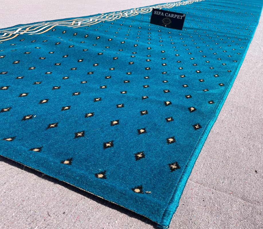 Image of Sifa Carpet Luxury Anti Skid Acrylic Zanamaj Prayer Carpet Rolls for Masjid and Gallery(Super /Blue 4x50 Feet)