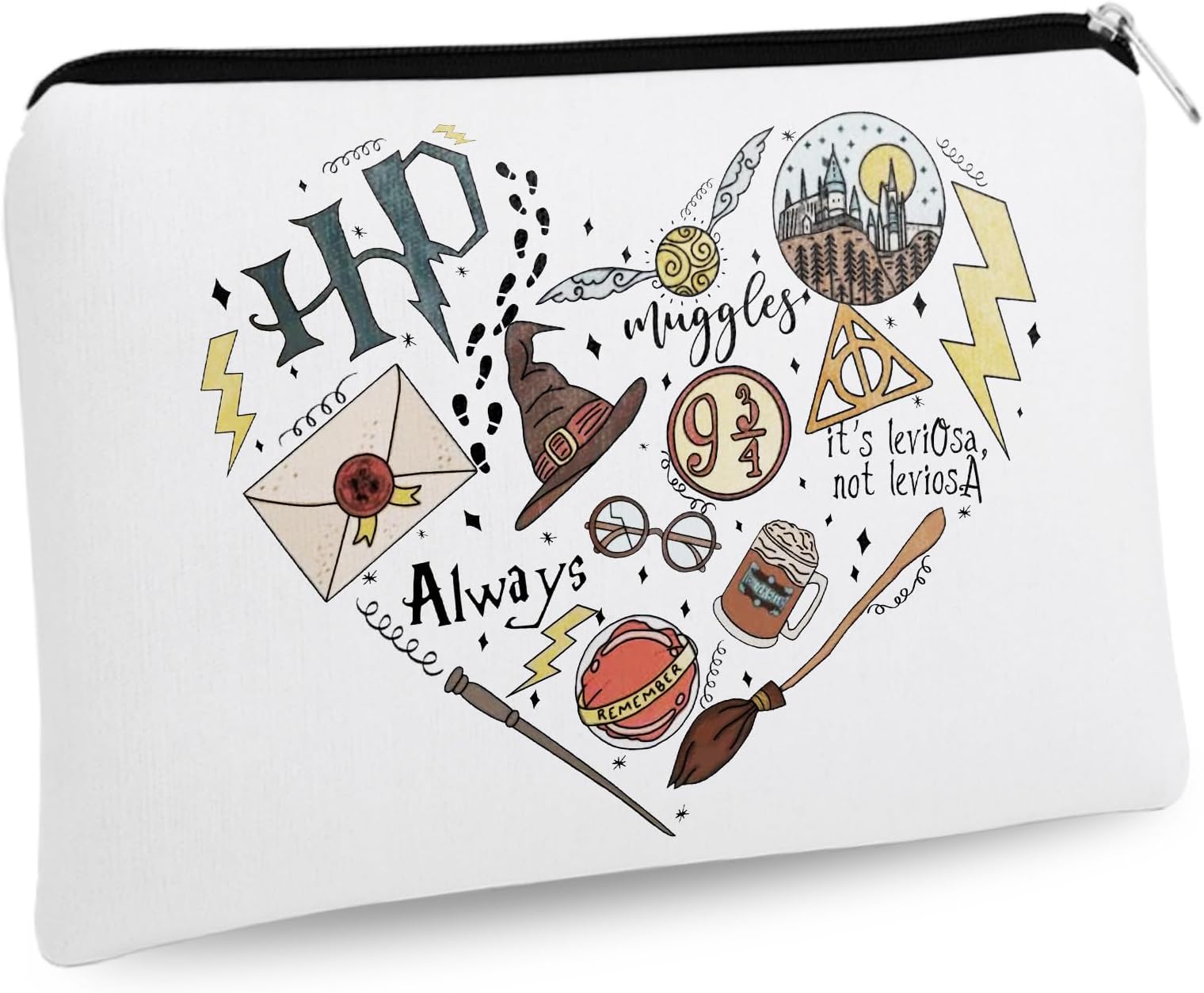 Magic Wizard Gift for Women, Movie Inspired Book Lover Cosmetic Bag for Librarian, Witchy Makeup Bag Gifts for Girls，9.5×7"