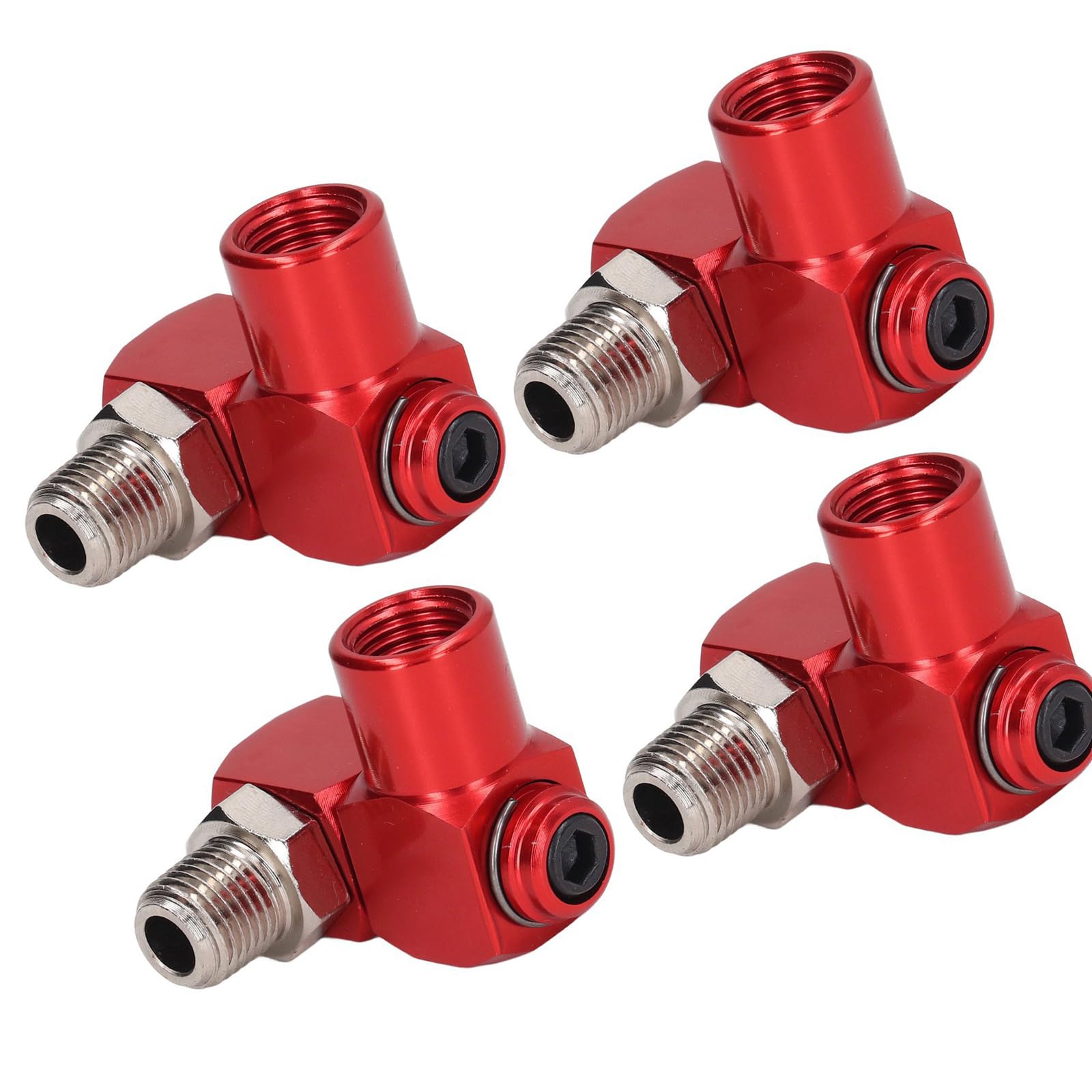 4Pack Durability Aluminum Pneumatic Rotary Fitting 360 Degree Swivels Connector for Leakproof Connection Pneumatic Rotary Adapter