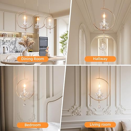 Miniatura 6 de Luces colgantes modernas isla de cocina lámpara colgante de vela de cristal K9 - 1 bombilla E12 lámparas de iluminación vintage para comedor, baño,