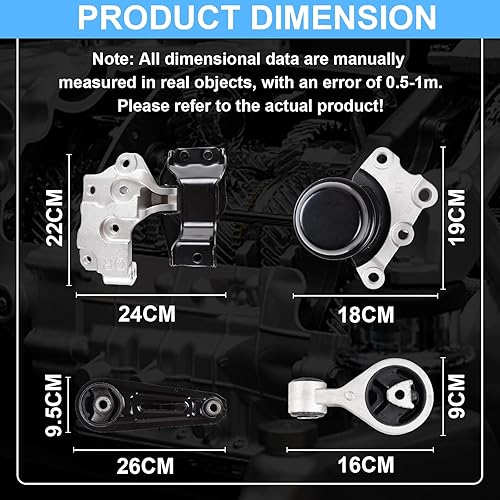 Miniatura 5 de Soporte de motor y montaje transversal compatible con Nissan Rogue 2.5L 2008-2013 Reemplazar A4363 A7370 4351 4352, kit de montaje de motor trasero