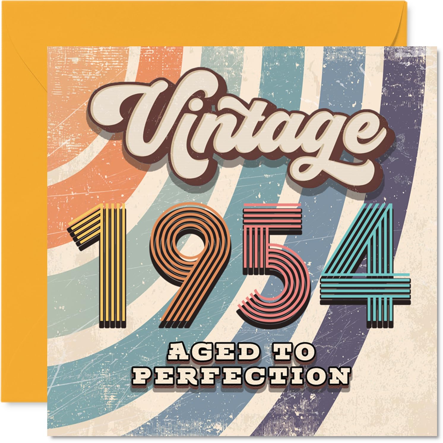 72nd Birthday Card for Men Women - Vintage 1954 Aged To Perfection - Happy 72 Birthday Cards for Nanny Uncle Auntie Cousin Grandma Dad, 145mm Bday Greeting Cards