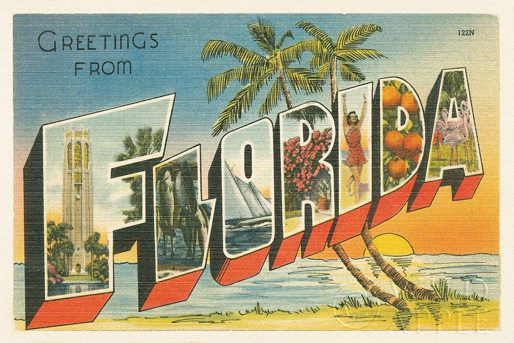 Greetings from Florida v2 Poster Print by Wild Apple Portfolio (36 x 24)