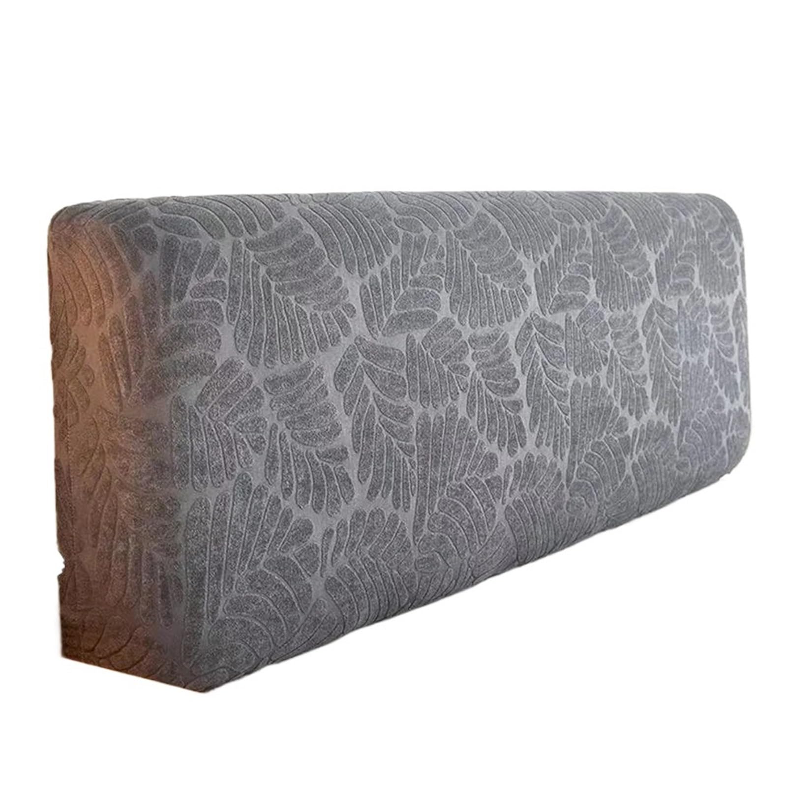 LUYSGBXR Headboard Covers Jacquard Leaves Bed Head Covers Thicken Elastic Headboard Cover Bedhead Back Protection For Home Hotel Room(A dark grey,120cm)