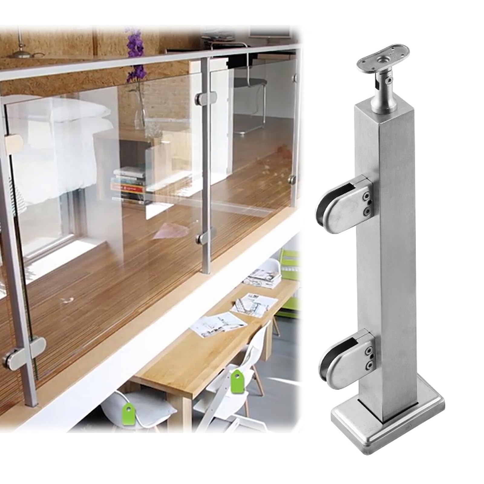 Poteau de garde-corps en verre sécurisé anti-chute pour mezzanine