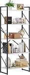 Shintenchi 5 Tiers Bibliothèque, Étagère de bibliothèque classiquement grande,Rack de livre industriel,Support de livre moderne dans la chambre/salle de séjour/bureau, étagères de rangement pour livres/movies,Brun rustique