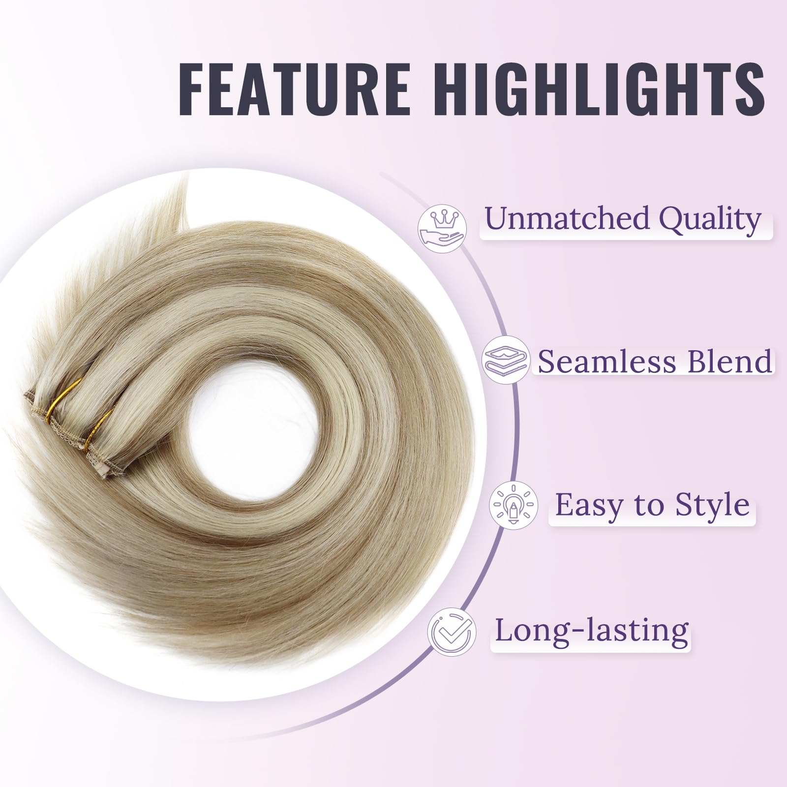 Fshine Filo Invisibile Naturali 18 Pollici Capelli Lisci 127G Extension Color 16 Golden Bionda Highlight Con 22 Biondo Chiaro Wire Invisibile Capelli Veri #16P22