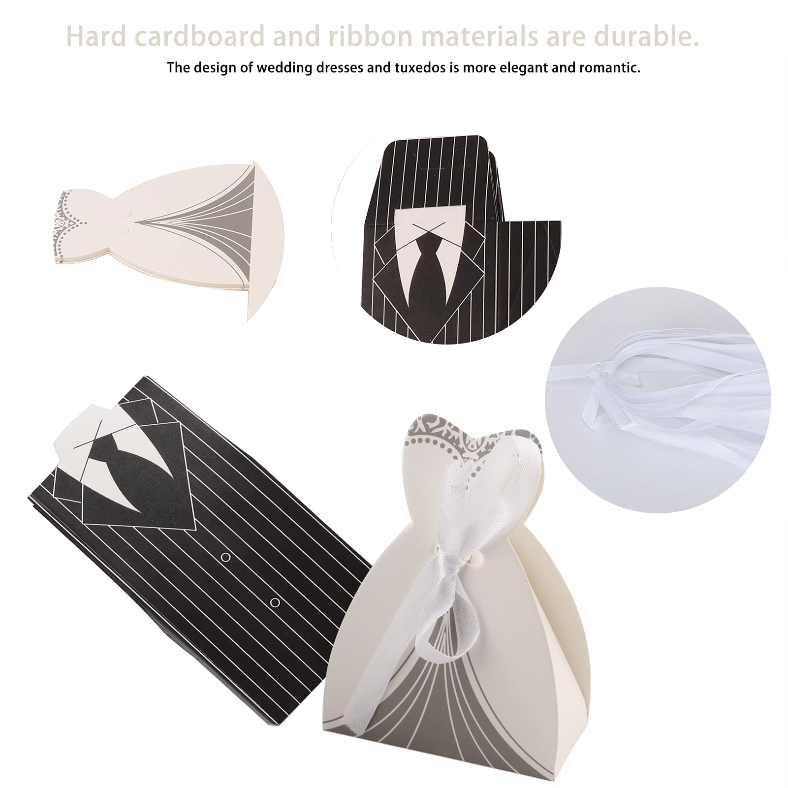 100 Pezzi Scatole di Caramelle per Sposa e Sposo - Bomboniere Matrimonio in Carta - Per Nozze e San Valentino (50 Sposa & 50 Sposo
