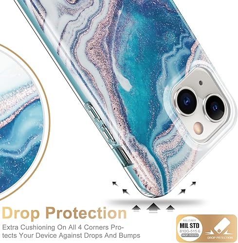 Miniatura 4 de Esdot para iPhone 14 Plus Funda con protector de pantalla integrado, cubierta resistente de grado militar con diseños de moda para mujeres y niñas,