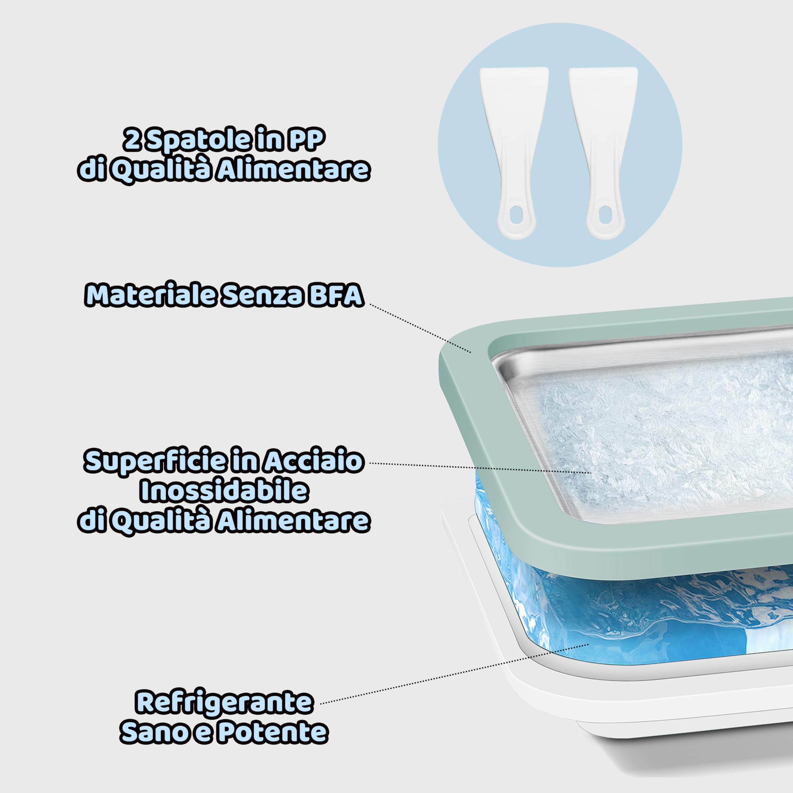 JoyMech Rolled Ice Cream Maker, Piastra Gelato Roll, Ice Cream Roll Machine, Piastra Fredda per Gelato, Dotata di 2 Spatole, Perfetta per Gelato Rotolato Fatto in Casa e Yogurt Freddo (Verde)