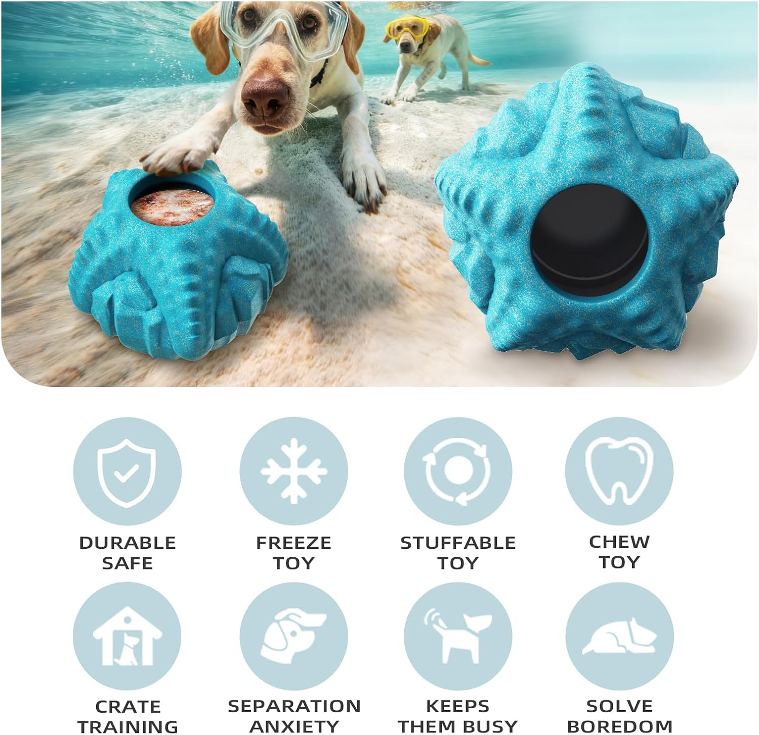 Dog Chew Toys for Aggressive Chewers, Freezable Stuffable Lick Toy with 2 Refillable Cups, Durable Nylon Enrichment Toy for Boredom & Separation Anxiety, Medium Large Dogs 15-55 lbs image 3