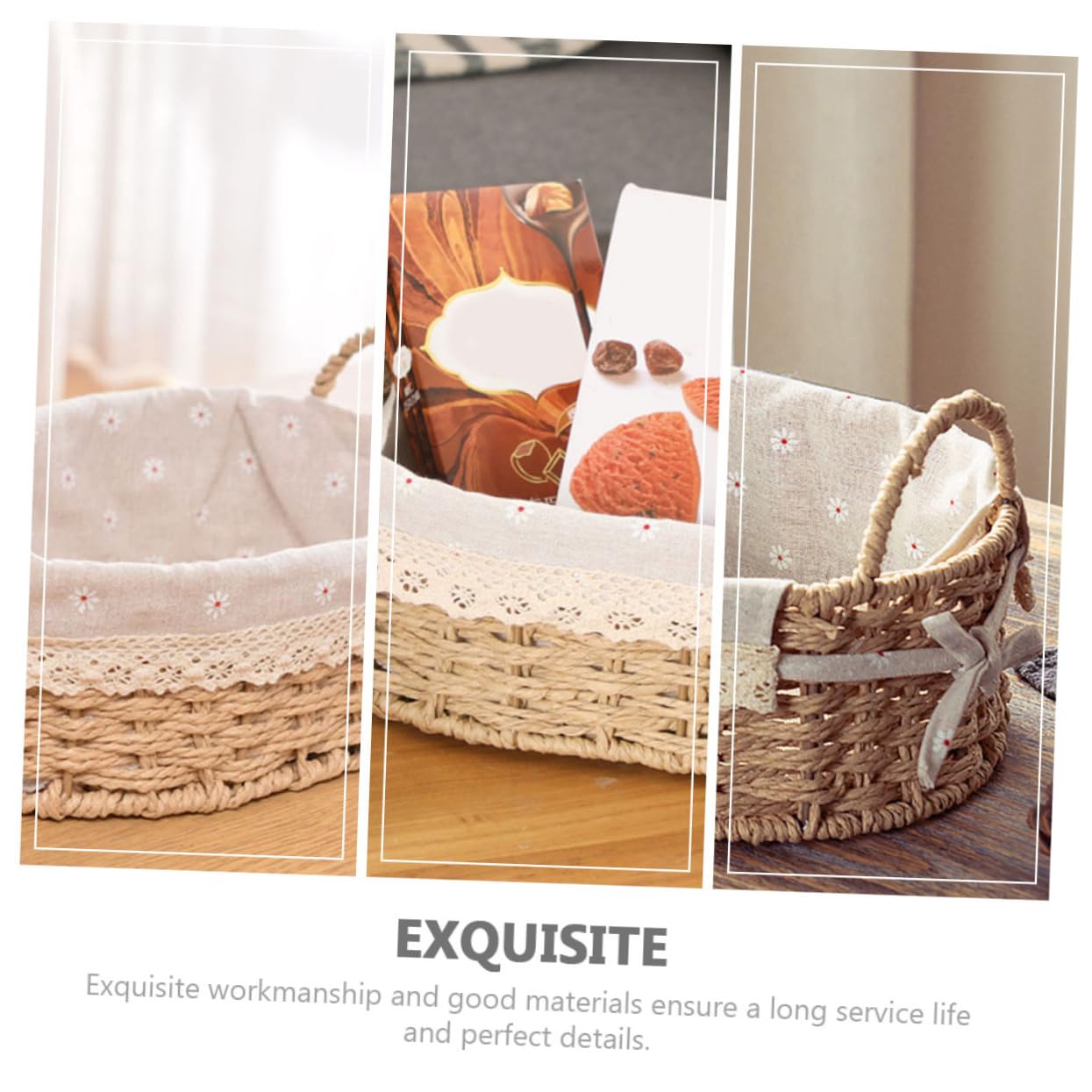 Cabilock 2pièces Panier De Rangement Tissé Main Organisateur De Bureau Élégant Pour Snacks Cosmétiques Et Accessoires Panier Décoratif Naturel Pour Maison