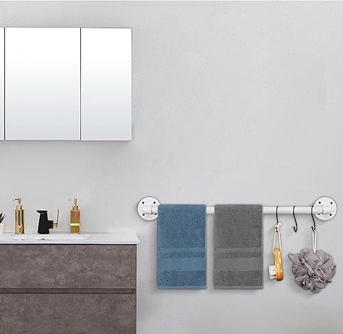 Vista 55 de Toallero de tubo industrial, resistente para montar en la pared, rústico, para baño (negro, 16 pulgadas)