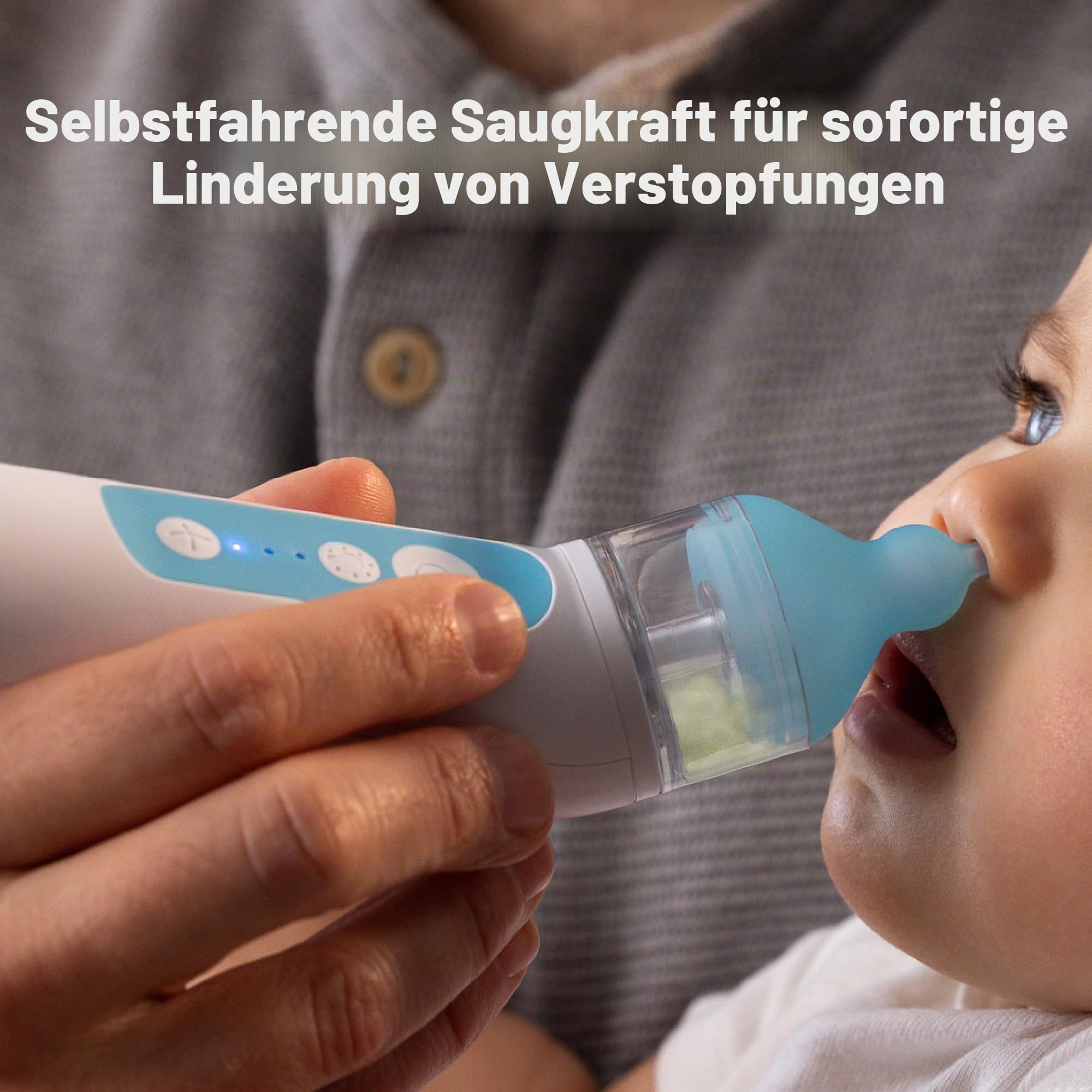 Frida Baby Elektrischer NoseFrida Nasensauger für Baby, Nasensauger für Baby & Kleinkind, Verbesserter Nasensauger zur Verstopfungsentlastung mit 3 Saugstufen, 2 Silikonspitzen, USB