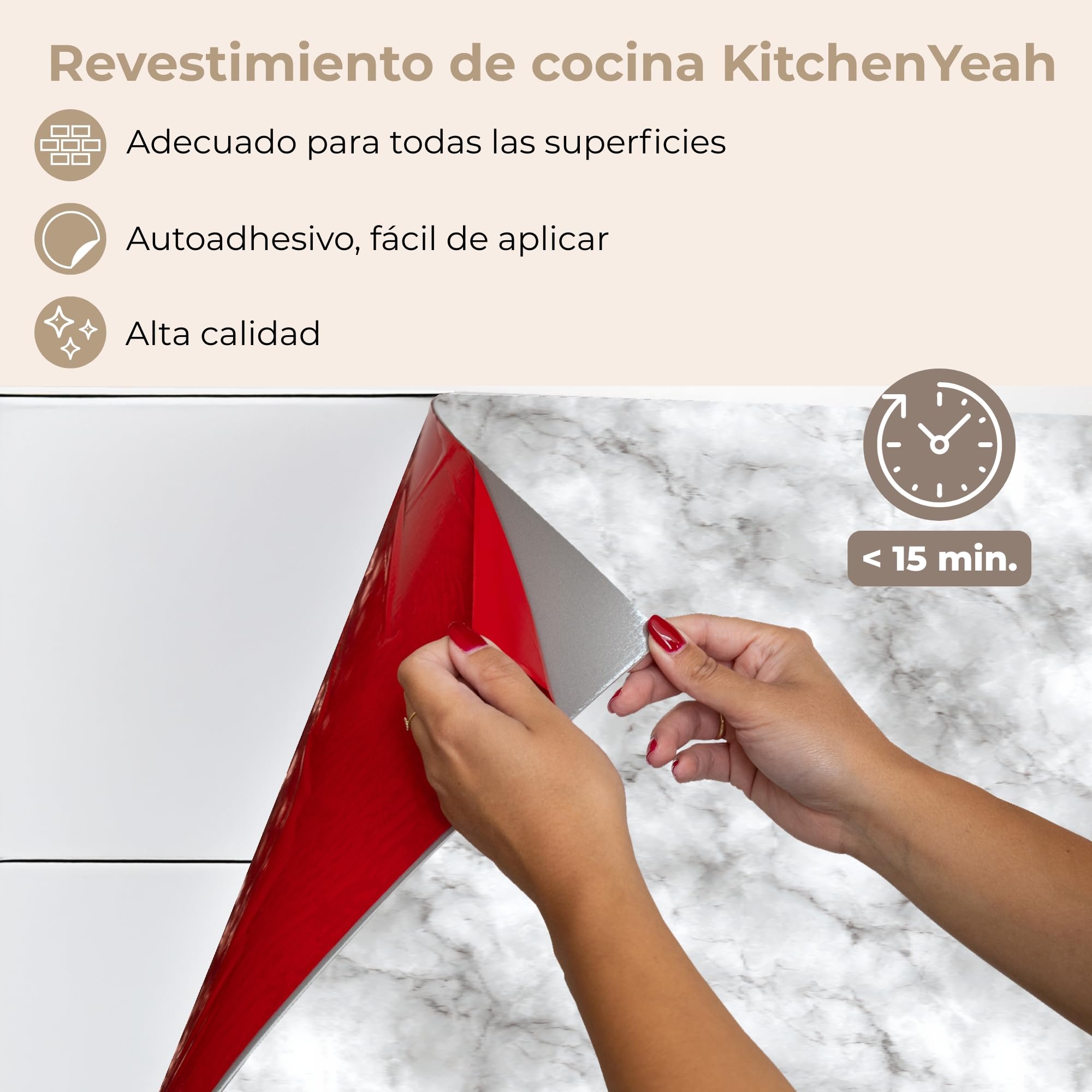 KitchenYeah© Antisalpicaduras Cocina 60x300 cm Adhesivo Salpicadero Protector Pared Salpicaduras Revestimiento Gris - Mármol - Clásico - Vetas