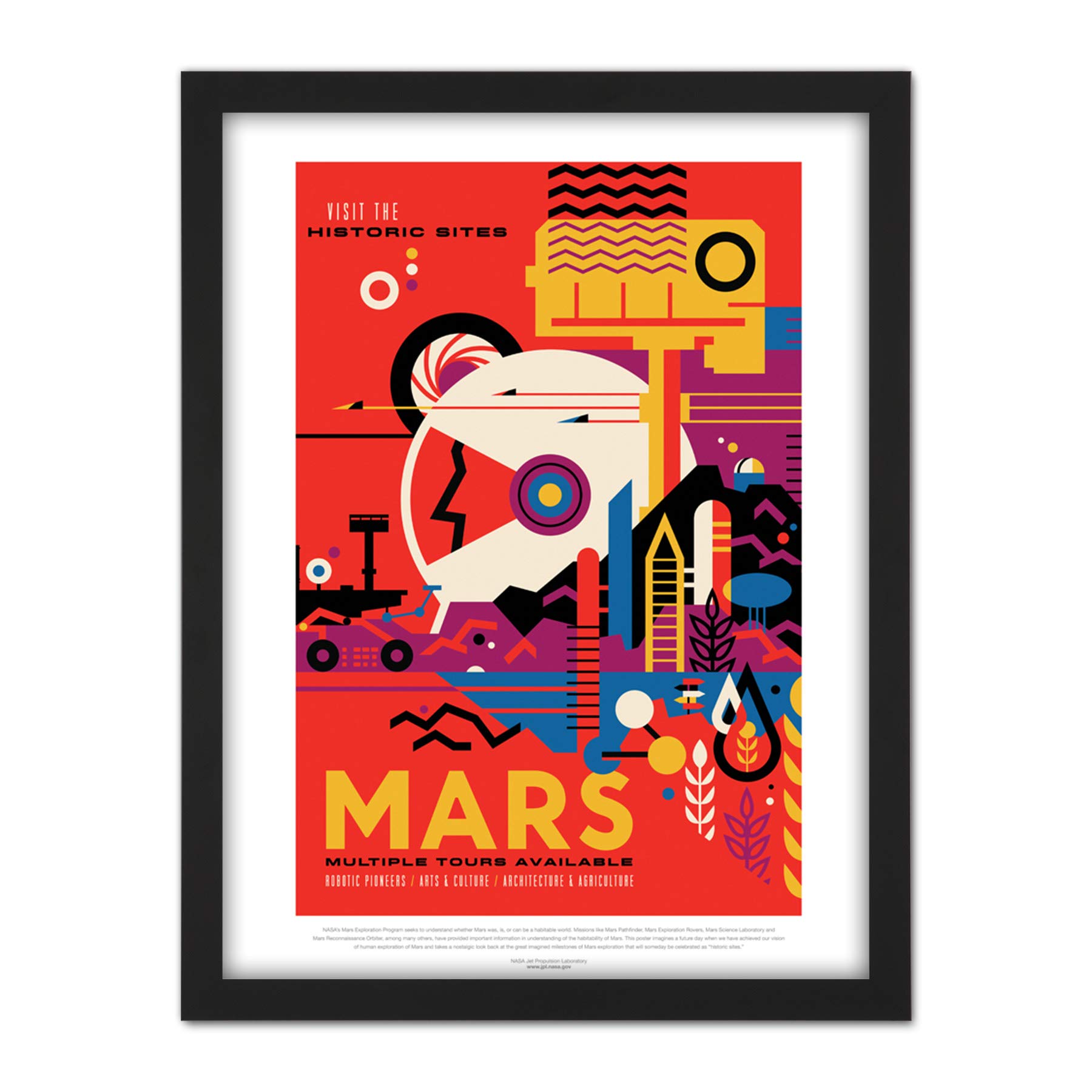 Wee Blue Coo NASA Space Travel Advert Mars Artwork Framed Wall Art Print 18X24 Inch