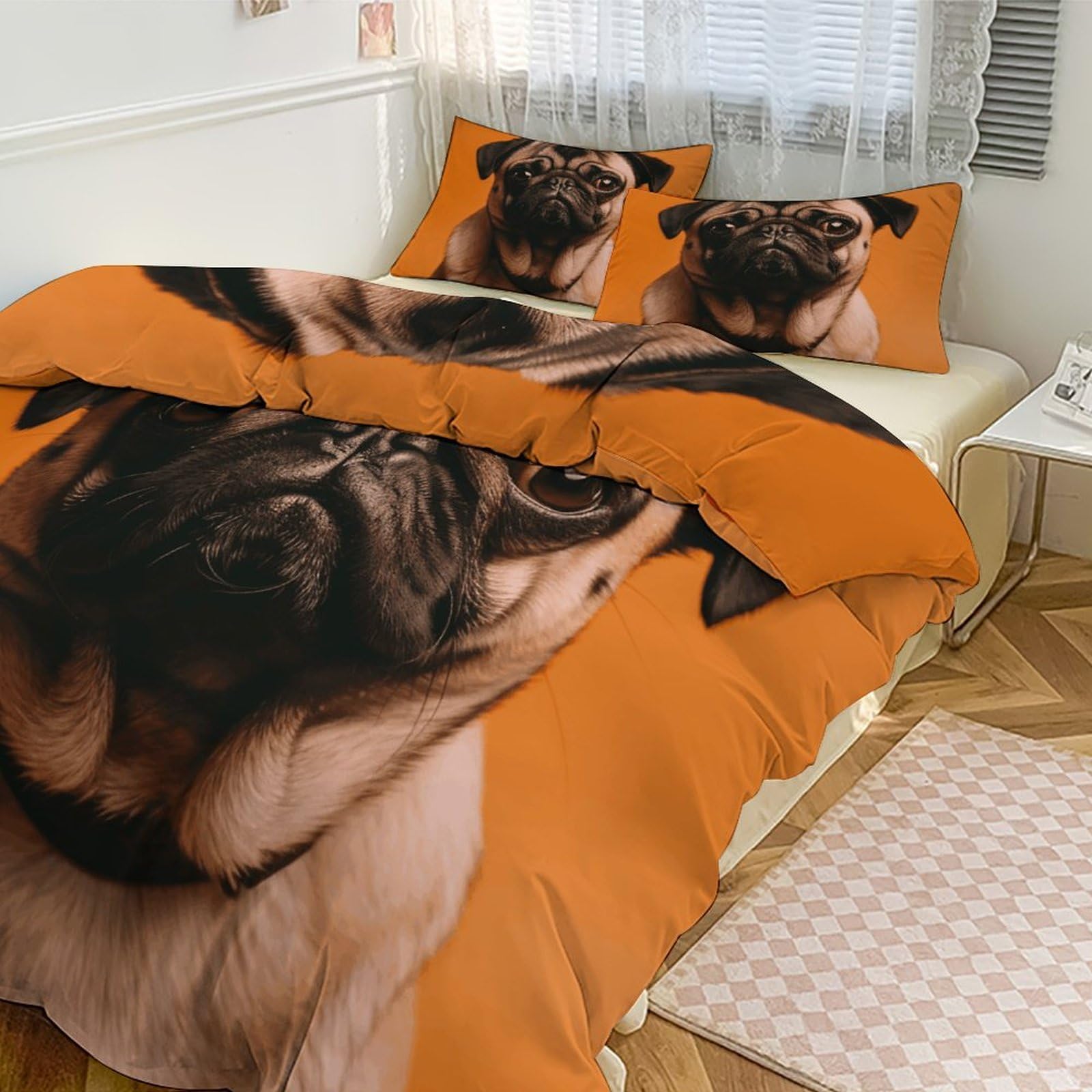 Housse de couette carlin 200x228 cm avec 2 taies d'oreiller pour grand lit