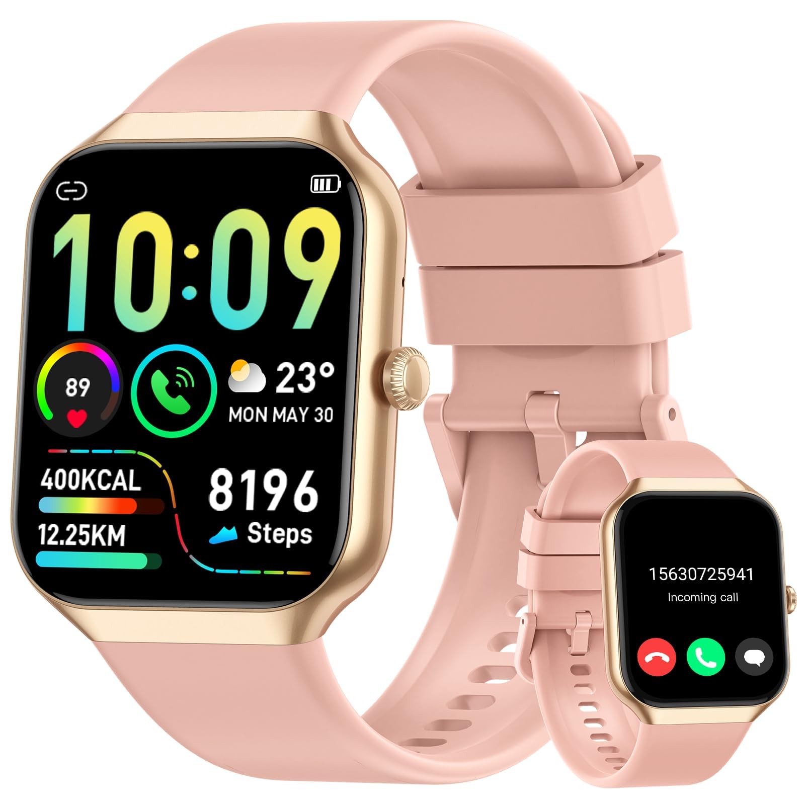 Jugeman Smart Watch for Women, 1.96" HD Smartwatch (Answer/Make Call) Pink | 24/7 Heart R…