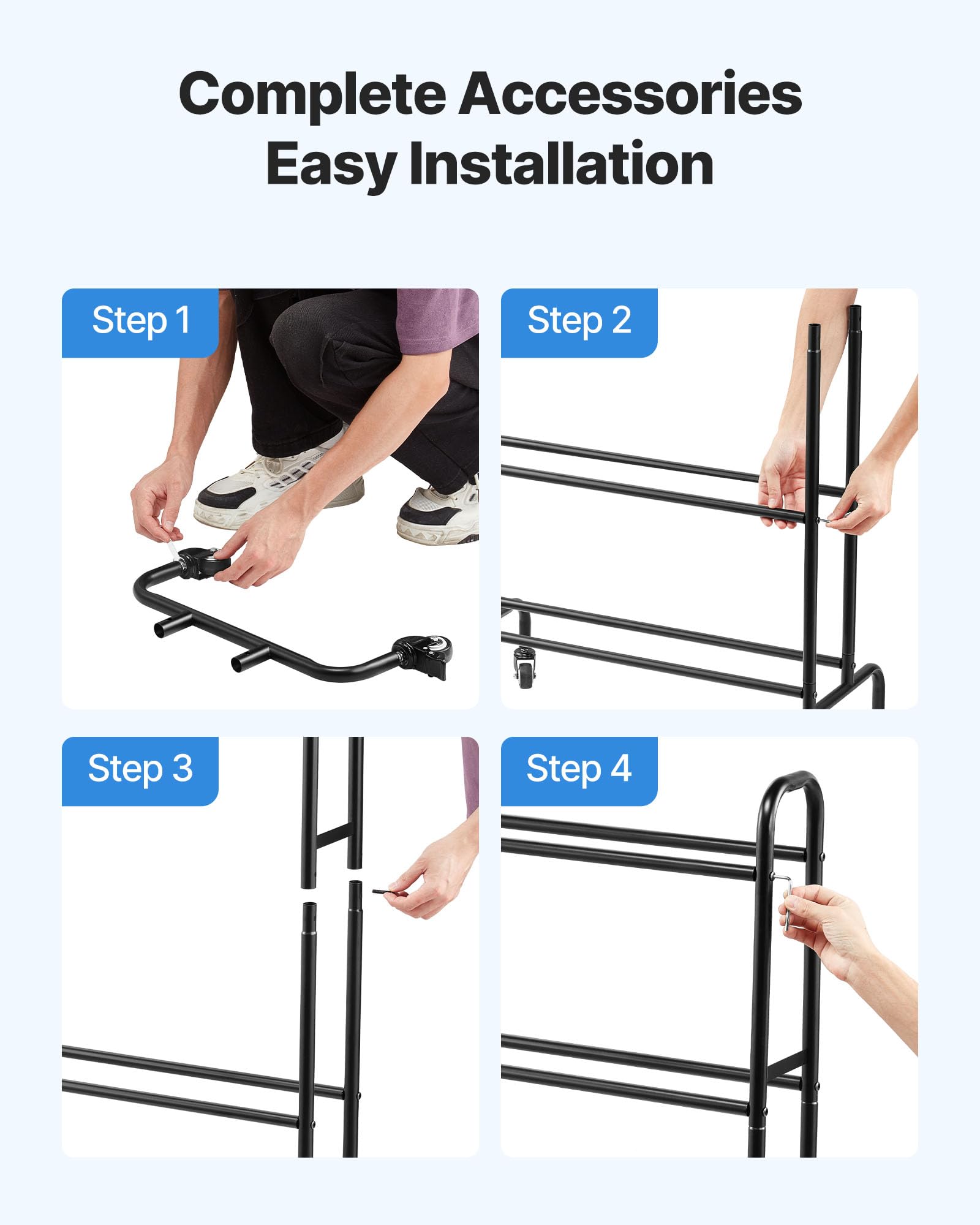 VEVOR Supporto di Stoccaggio per Filamenti 3D da 750 x 455 x 1230 mm Ripiano per Filamento per Stampante 3D a 4 Livelli con Ruote, Filamenti Organizzati per Ufficio e Officina, Nero