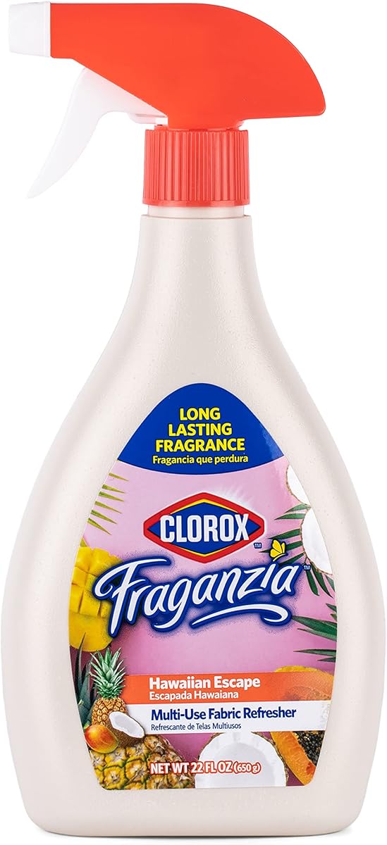 Clorox Fraganzia Fabric Refresher Spray, Hawaiian Escape, 22 Fl Oz | Eliminates odor at the source, safe on upholstery and soft surfaces, no rinsing or wiping required