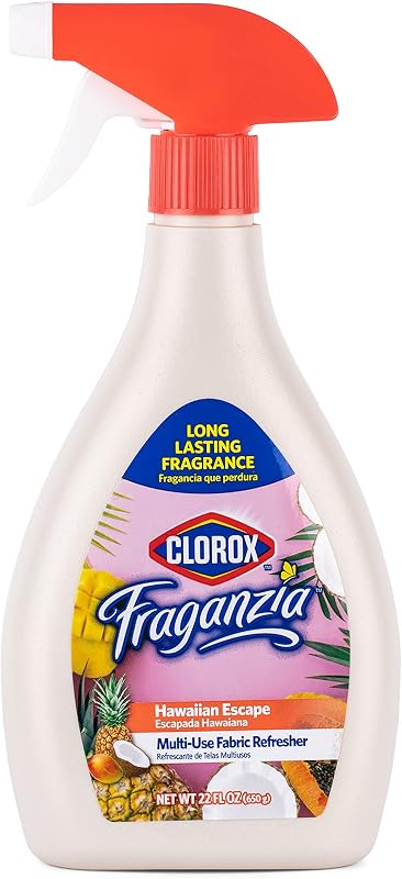 Clorox Fraganzia Fabric Refresher Spray, Hawaiian Escape, 22 Fl Oz | Eliminates odor at the source, safe on upholstery and soft surfaces, no rinsing or wiping required