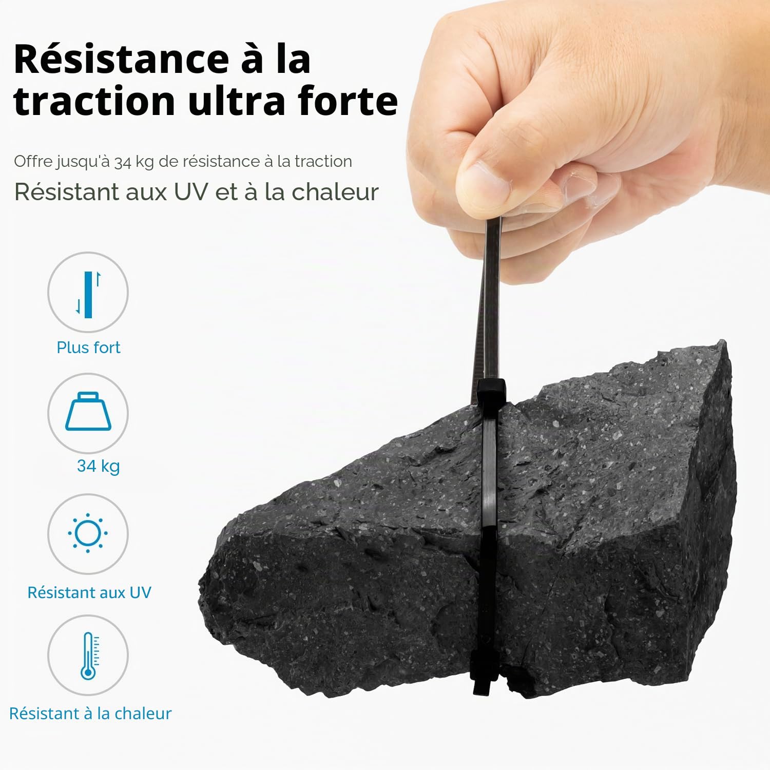 XINGO 1200 Pièces Noir Colliers de Serrage professionnelles, 300mm x 5.8mm, Autobloquant, Attache Câble Résistant aux UV, Idéale pour l'intérieur et l'extérieur