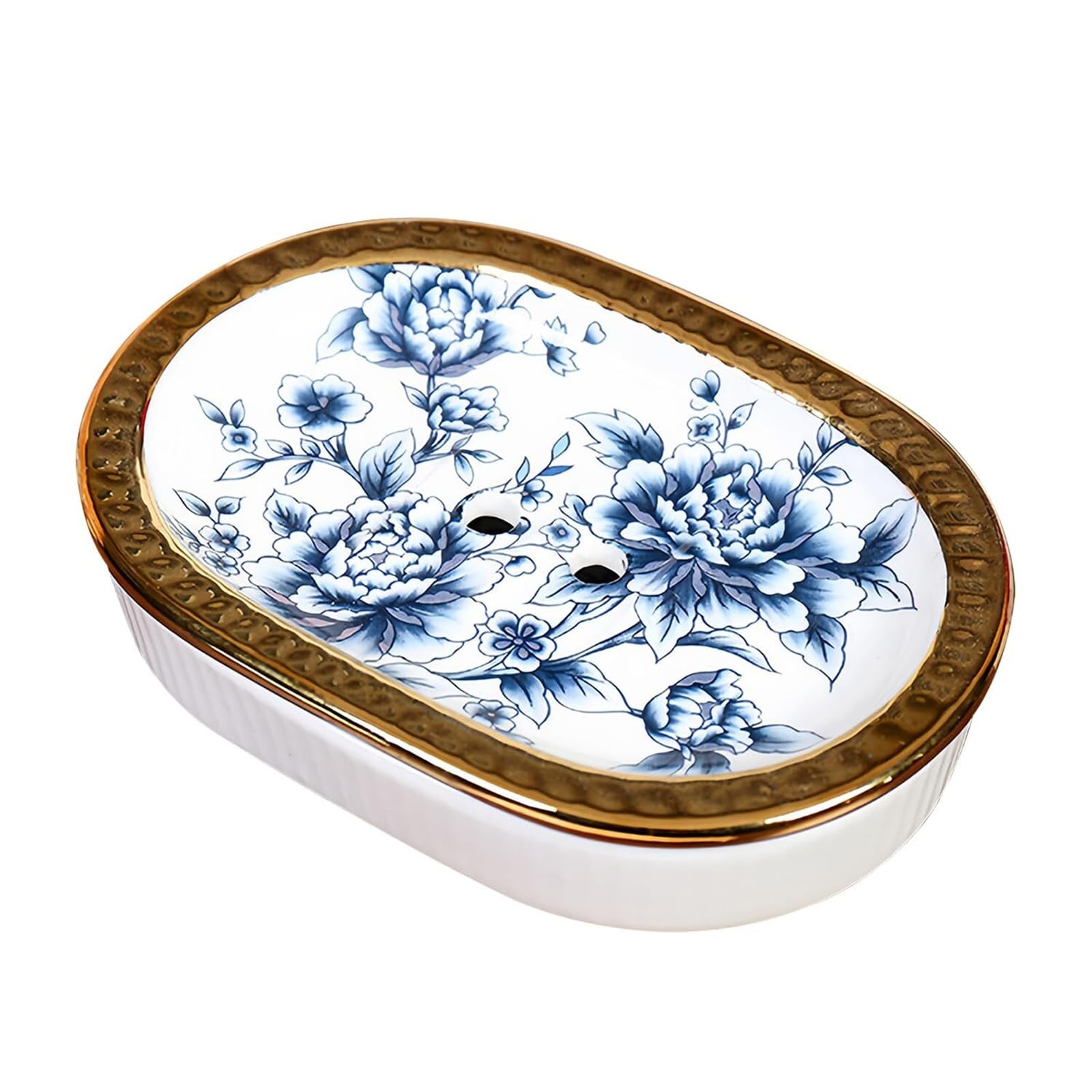Qyleee Blue Holder For Shower Soap Holderceramic Holder Water Outlet Design Dishes Porcelain Saver Stand For Kitchen(Blue)