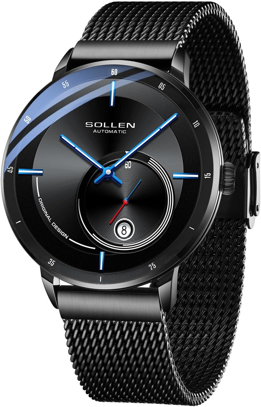 Minimalist Men’s Automatic Watches, Black Mechanical