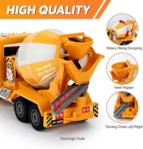 Miniatura 10 de DOUBLE E Mack - Camión volquete RC para niños, camiones de control remoto, juguetes de construcción con luces y luces para niños de 6, 7, 8, 9, 10