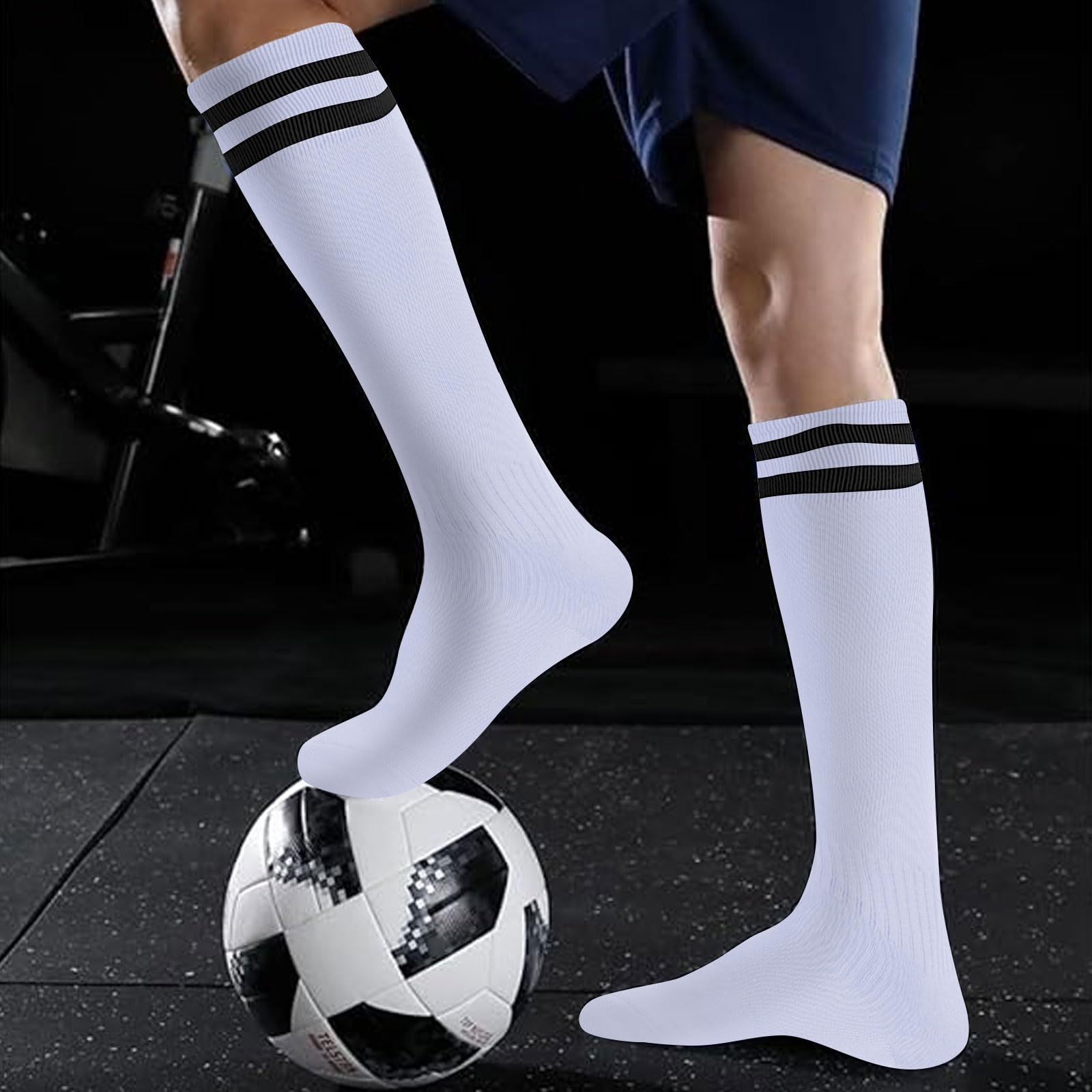 Risipu 4 paia di calzini da calcio per bambini, traspiranti, calzini lunghi da calcio sportivi, per allenamento quotidiano per corsa e allenamento per bambini ragazzi ragazze adolescenti