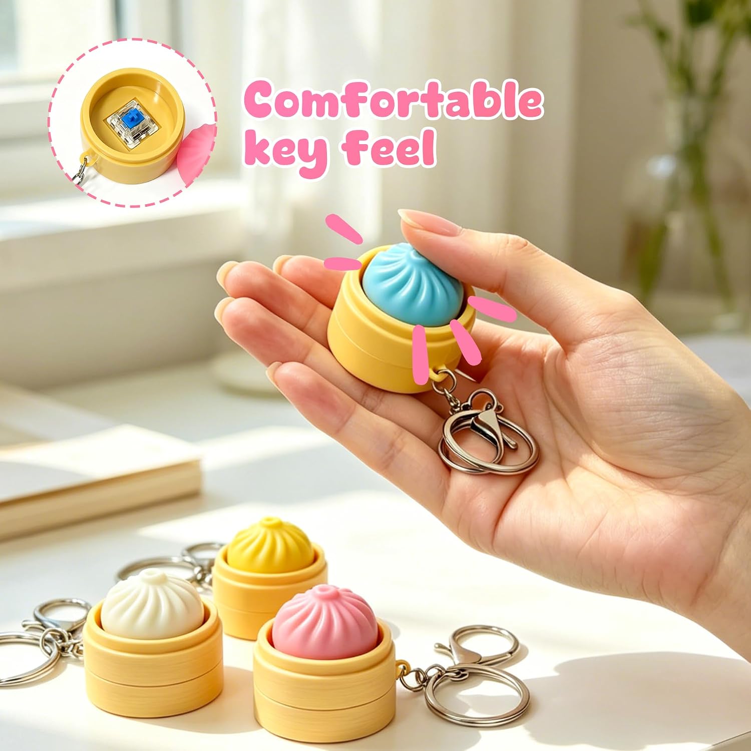 4Pack Detachable Keyboard Fidget Toy, Crisp Clicker Keychain