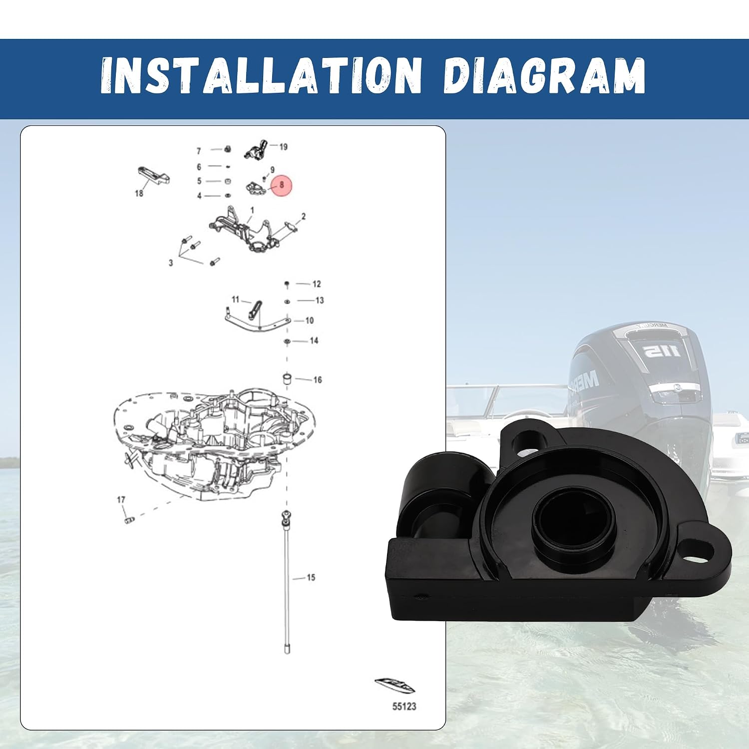 8M0181784 Shift Position Sensor Compatible with Mercury 65HP EFI, 115HP EFI, # 8M0181784