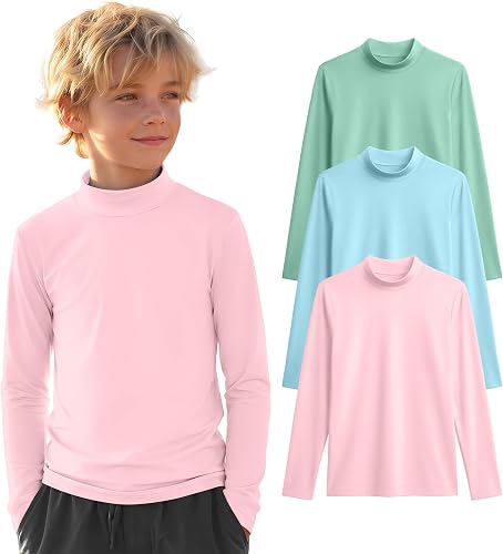 YooAurvox 3 Pack Boys UPF 50+ Rash Guard Swim Shirts, 3-Color Set, 5-6 Years
