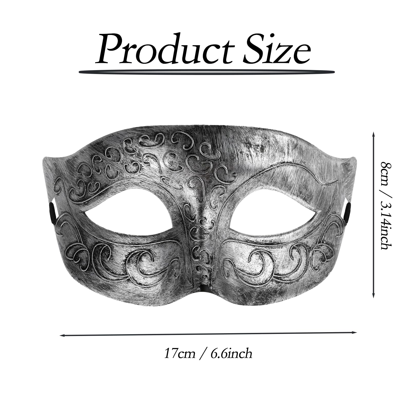 Vyqrx Silver Venetian Masquerade Mask, Ideal for Masquerade Masks Men & women, for Halloween Mardi Gras, Cosplay, Proms - Image 2