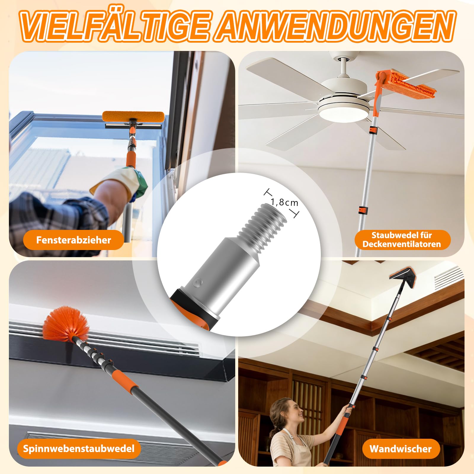 SISUPASSIE 6m Teleskopstange, Teleskopstangen zum Streichen, Aluminium Teleskopstiel für Staubwischen, Streichen, Fensterreinigung