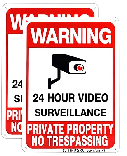 2 Pack Large No Trespassing Signs Private Property, 24 Hour