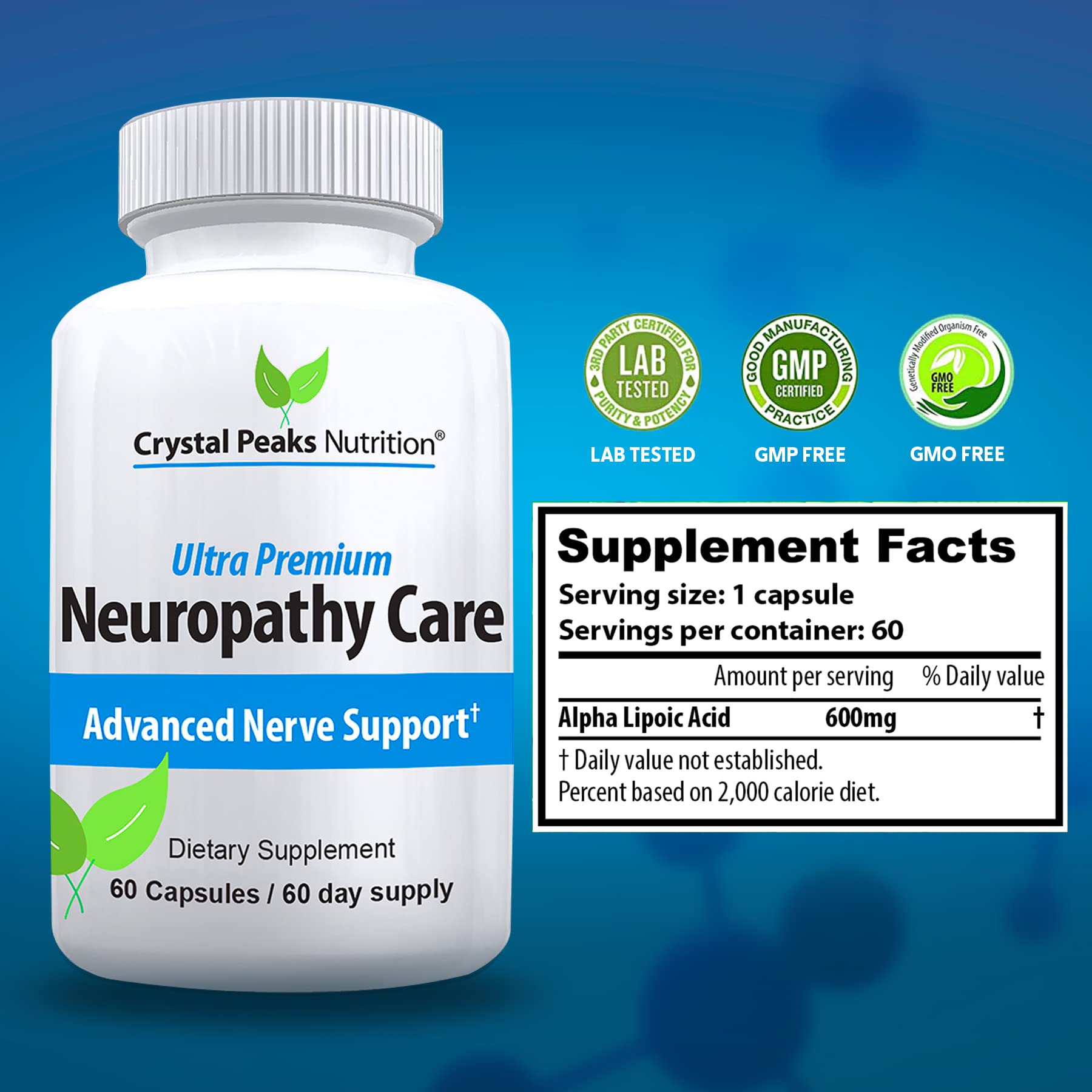 Nerve Support Supplement Natural Vitamins Combined with 600mg of ALA