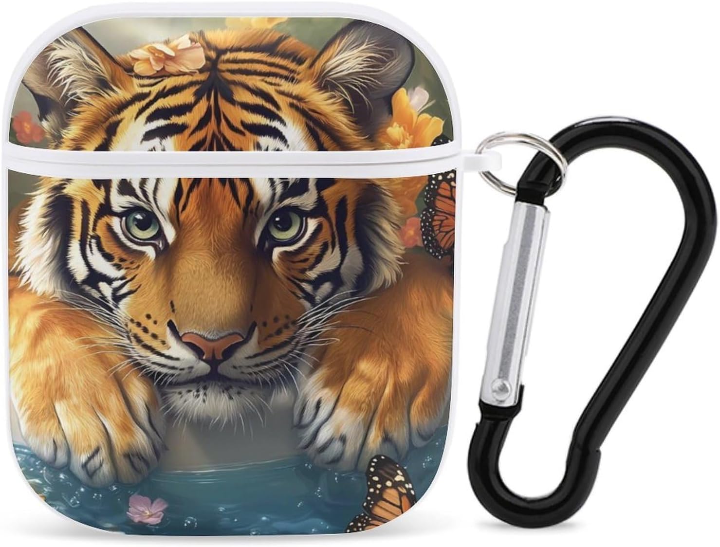 Funny Bathroom Tiger in Bathtub Earphone Case Cover Compatible for AirPods 1&2 Shockproof Bluetooth Headset Case White-Style