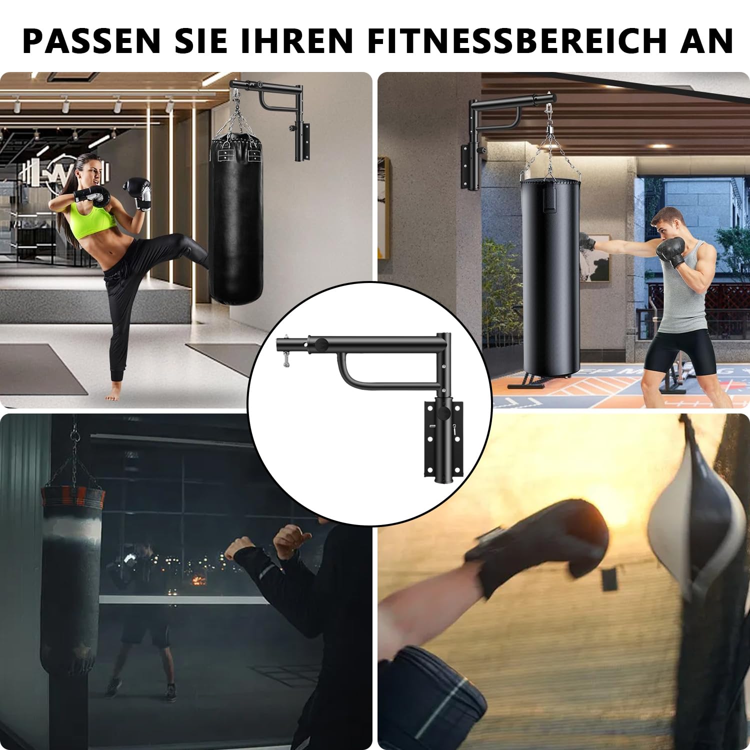 Boxsack Wandhalterung Verstellbarer Boxsackhalterung 45-70 cm, Boxsack Aufhängung Drehbar Punching Bag Wall Mount, Boxsack Halterung Wand Kompatibel mit Sandsäcken, Speedbags