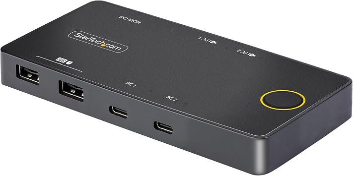 2-Port USB-C KVM Switch, Single-4K 60Hz HDMI Monitor, 100W Power Delivery Pass-Through for Each Laptop/Tablet, Bus Powered, USB Type-C/USB4/Thunderbolt 3/4 Compatible, TAA