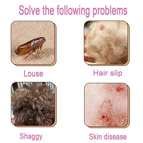 Miniatura 4 de Peine antipulgas de 4 piezas, color rosa con dientes de alta resistencia, peine removedor de manchas de lágrimas para mascotas, juego de aseo para