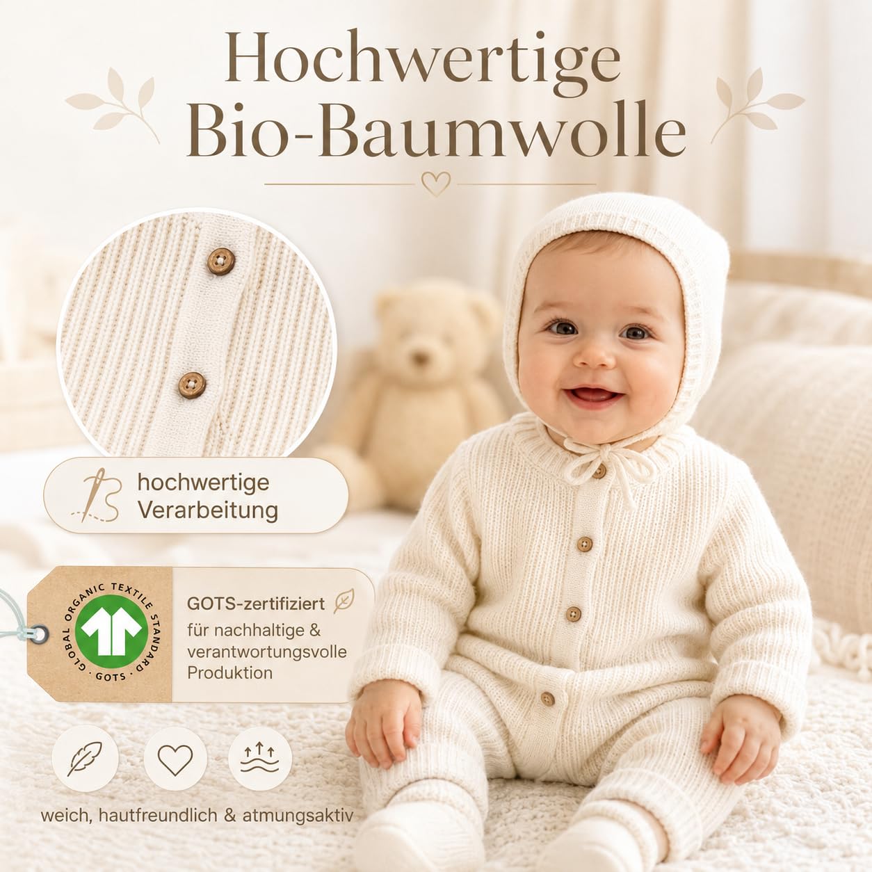 Bundle Bliss Zestaw upominkowy dla niemowląt ze 100% bawełny ekologicznej - śpioszki, koc, rękawiczki, czapka i buty | certyfikat GOTS | miękki, oddychający zestaw odzieży dla niemowląt i niemowląt (0