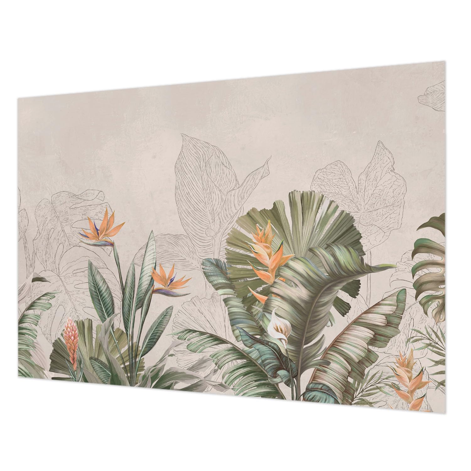 Tapisserie fleurs tropicales déco chambre salon grand format intissé 312x219